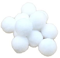CAOMEI Bastel Pompons Klein, 50 Stück Kunstpelz Pom Pom Bälle, 3 cm Dekorative Pompons, Weiß, Dekoration