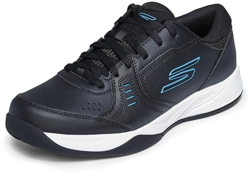 Skechers Dam Viper Court Smash Pickleball-skor för inomhus och utomhus, avslappnad passform sneakers, svartblå, 38.5 EU