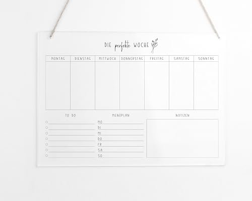 Wochenplaner A3 Acryl | Wandplaner für die Woche abwischbar | Wandkalender | To Do Liste | Menüplaner | Acrylglas