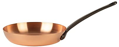 Cuisine Romefort | pure copper frying pan thick-walled for induction stoves | skillet made of solid copper without coating (M | 9.5 in)