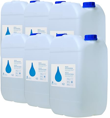 ADESCO S/A Agua Desionizada 25L para CPAP Autoclave Planchas Baterías Laboratorio Limpieza Técnica Sin Cal Bidón de 25 litros (6)