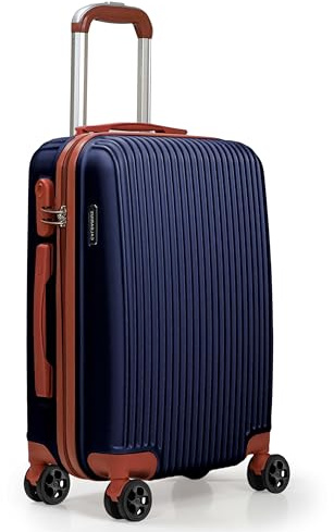CALDARIUS Cabin Suitcase Lightweight | Hard Shell | 4 Dual Spinner Wheels |Trolley Cabin Bag | Carry On 20 Suitcase Luggage | 3 Digit Combination Lock | (Navy Blue)
