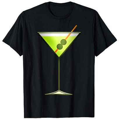 Martini Glass Green Olive Bartender Vodka Gin Cocktail Drink T-Shirt