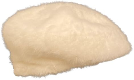 Kangol Baskenmütze aus Wolle und Angora, cremefarben, weiß, grau, für Damen, hergestellt in Großbritannien, Vintage-Stil, Retro-Stil, Einheitsgröße, Weißes Furgora Barett, Einheitsgröße