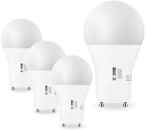 SLEEKLIGHTING | 11w, 75W Eq, GU24 Base LED 2 Prong Light Bulbs, UL Approved, 120v, Mini Twist Lock, 5CCT (2700K-5000K) Dimmable - Replaces Spiral Self Ballasted CFL Two Pin Fluorescent Bulbs (4PK)