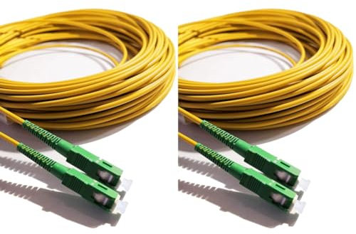 Elfcam® - 0,5m Câble Fibre Optique (jarretière Optique) SC/APC à SC/APC pour Orange Livebox SFR La Box Fibre Bouygues Telecom Bbox Mobistar (0,5M) (Lot de 2)