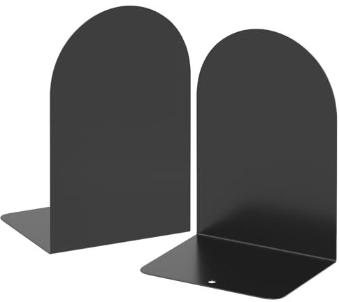 ALOTCHE Buchstützen 1 Paar, Metall Runde für Regale und Schreibtisch, zum Halten von Büchern, Buchstopper, Schwarz für Home Office
