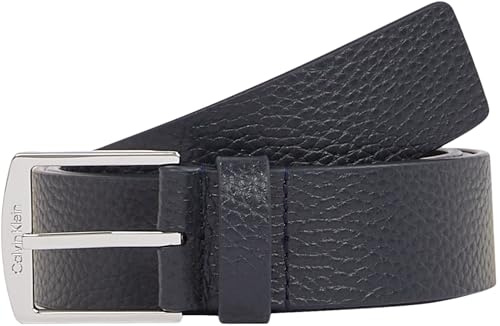 Calvin Klein Herren Gürtel Casual eckige Schnalle, Blau (Ck Navy Pebble), 85 cm