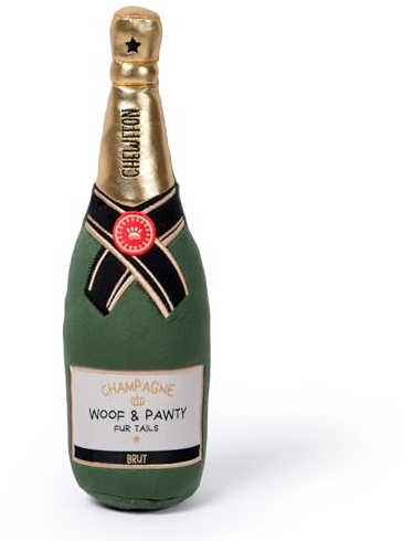 CHEWFFON Hundespielzeug, quietschende Champagnerflasche gegen Langeweile | Plüsch-Geschenk-Kauspielzeug für alle Hunderassen, interaktives Welpenspielzeug als anregendes Geburtstagsgeschenk