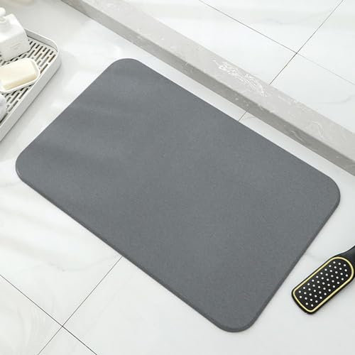 Alfombra de Baño de Piedra Absorbente, Antideslizante, de Diatomita Natural - Hogar, Baño - Dark Grey, 40x30cm