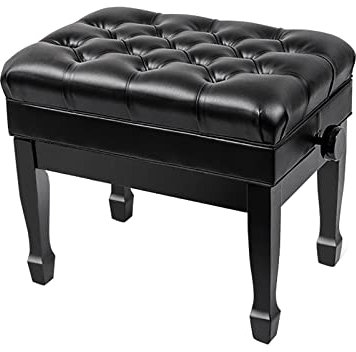 RWRAPS Klavierhocker, hydraulisch, automatisch anhebende Klavierbank, weiches Leder mit wasserdichtem Kissen und starkem Massivholzrahmen, 58 x 41 x 48–58 cm, schwarz