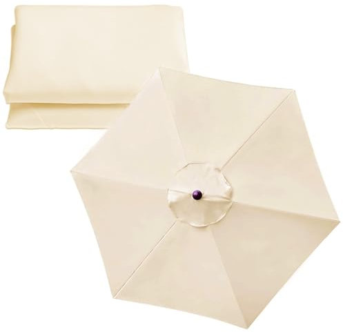Rechange Gartenschirm-Überdachung Sonnenschirmtuch (200cm / 2.7 M / 300cm / 6 Streben / 8 Streben) Terrassenschirm Ersatzdach Sonnenschirm Bespannung Mit Schirmbelüftung(Color:White,Size:6 ribs-2m(6.5