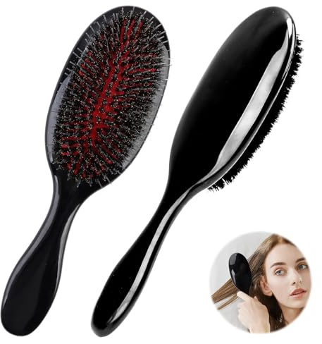 Soft Boar Bristle Hair Brush for Women Paddle Hair Extension brush for Wet Dry hair Dual bristles Anti-Static Detangle hair brush for Curly Thick Long Hair, Frizz-Free, and Breakage-Reducing Design