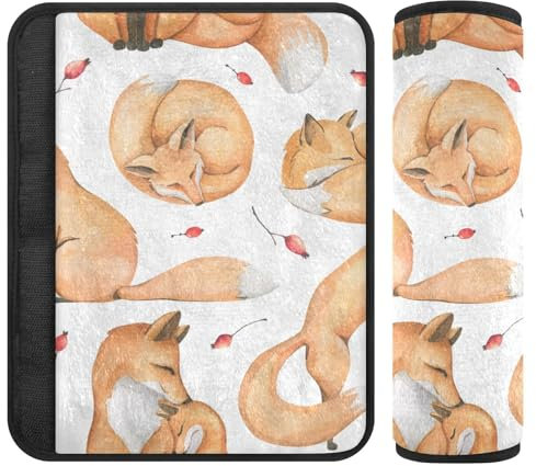 Chic Fox - Cojín suave para cinturón de seguridad, acolchado con algodón, almohadillas para los hombros para mochila, fundas para correa de asiento de coche para niño