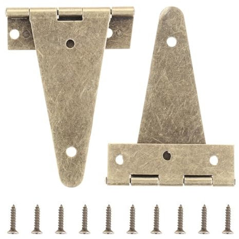 2 teile/satz Vintage T-form Metall Scharniere mit Schraube Flache Möbel Hardware Antik Bronze 10 cm Holz Box Schmuck fall Schrank Tür