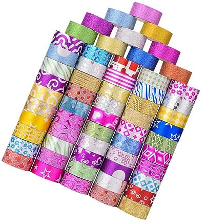KONTONTY 60 Rollen Selbstgemacht Washi Tape Papierklebeband Mit Einzigartigem Muster Selbstklebend 3 M/rolle Vielseitig Für Basteln Scrapbooking Und Geschenkverpackung
