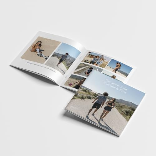 Happiedays - Álbum de Fotos Personalizado (Formato Cuadrado: 21 x 21) - Libreta de Tapa Blanda con Encuadernación de Grapas