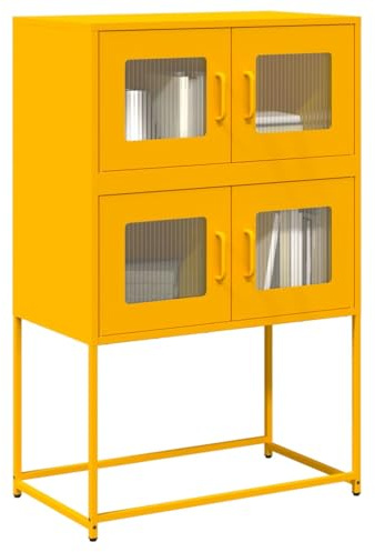LLEZKBR Schränke & Aufbewahrung-Buffets & Sideboards-Highboard Senfgelb 68x39x107cm Stahl