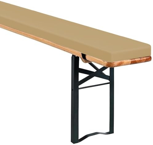 moismk Cuscini per Panca da Esterno Birreria 200/180/220/150/100/110 cm Cuscino da Panca con Cerniera e Fibbia, Antiscivolo per Tavolo da Birra e Tenda da Festa(Cachi,220x25x3cm)