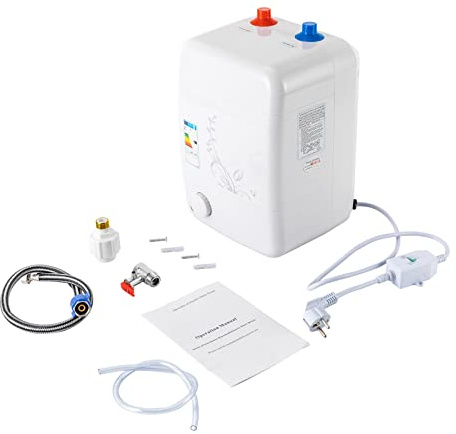 Serbatoio acqua calda da 8 l, resistente alla pressione, 1500 W, scaldabagno elettrico con regolazione della temperatura (30-65 ℃), protezione IPX4 per cucina/bagno, riscaldamento in acciaio inox