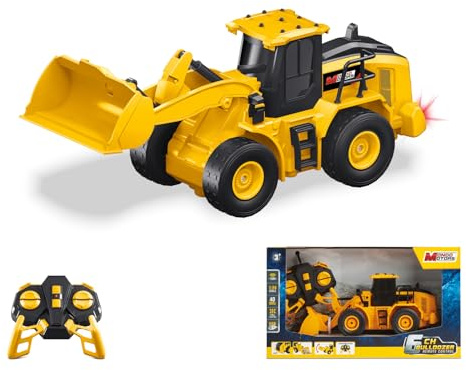 MONDO Motors Bulldozer radiocomandato, modello in scala 1:24, pacco batterie ricaricabili incluso, movimenti controllabili dal telecomando, giocattolo per bambini 63848