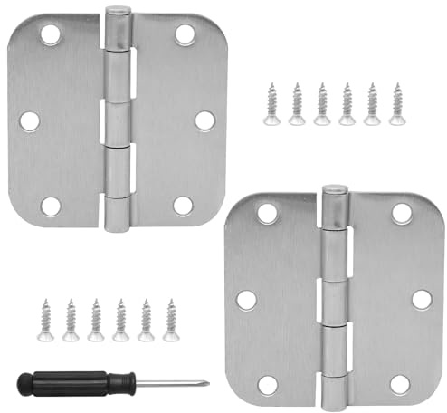2pcs Scharniere Klappbar, Tür Scharnier Edelstahl Set mit 12 Schrauben und 1 Schraubendreher, Scharniere Schwerlastscharnier Geeignet für Schlafzimmertüren, Badezimmertüren, Balkontüren Usw