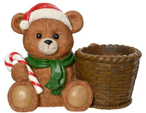 Magie di Natale Orsetto con cesta Base Albero Decorazione Natalizia, da 18.5 x 33.5 x 25 cm