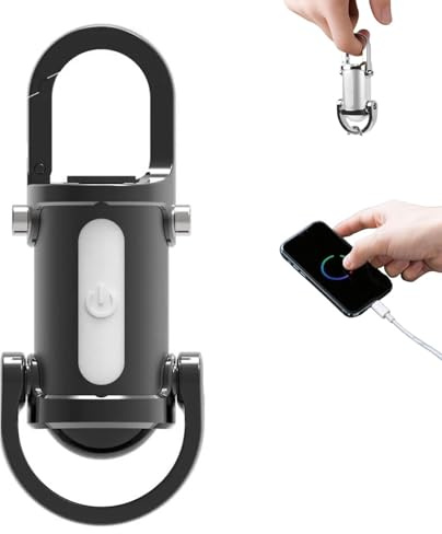 1200LM Super Bright Mini Led Flashlights,3 in 1 Torch & Power Bank & Keychain for Outdoor,Portable Charging Work Light Keyring,Bright Pocket Sized Key Ring for Emergency Power(Black)