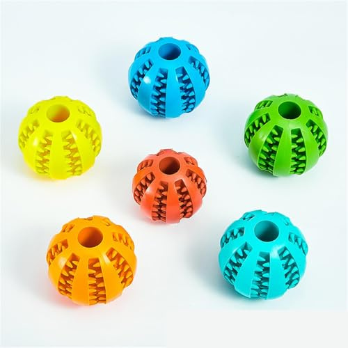 Nzoike Balle Robuste - avec Fonction de Soins dentaires - Jouet résistant aux morsures - en Caoutchouc Naturel - pour Petits Chiens (5 cm) 6pcs