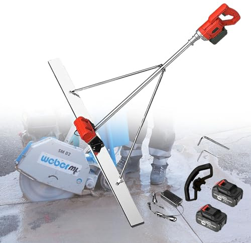 smafoseedding Chape Électrique sans Fil, Règle De Nivellement De Ciment Électrique sans Fil, avec 1 Moteur/2 Batteries/1 Chargeur, Poignée en Caoutchouc, Facile À Installer Et À Utiliser 1.2m