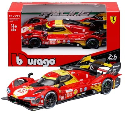 Bburago - Ferrari 499P Winner 2024#50, Voiture métal moulé 1:43, réplique détaillée gagnante 24 Heures du Mans, Licence Officielle Ferrari, âge recommandé 14+