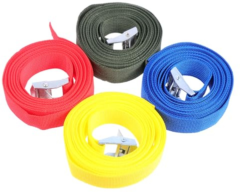HONITANO 4 pezzi Cinghie di Fissaggio con Fibbia Resistente per Carico Veicoli Regolabili Antiscivolo per Trasporto Merci Fasce Cricchetto per Camion e Moto Uso Sicuro e Colore Casuale
