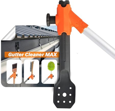 Gutter Cleaner MAX, NEW- strong pole threads!- gutter cleaning from the ground, roof and ladder, AND clean off gutter guards from the ground, AND use any hand tool in the scoop coupler.