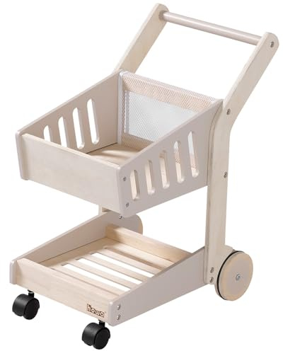 howa Giocattolo carrello della spesa in legno per bambini – Negozio Accessori Natura, Beige 4899