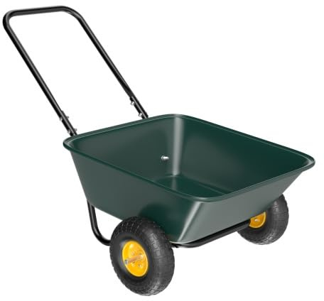 HOBBYZOO Brouette Jardin - Charge Maximale 136 kg | 2 essieux en Fer, Plateau de Camion en Plastique - brouette 2 Roues Vert