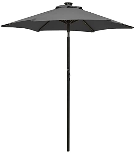 Balkonschirm Balkon Regenschutz,Sonnenschirm mit LED-Beleuchtung Anthrazit 200x211 cm Alu,Gartenschirm für Hof,Garten & Terrasse