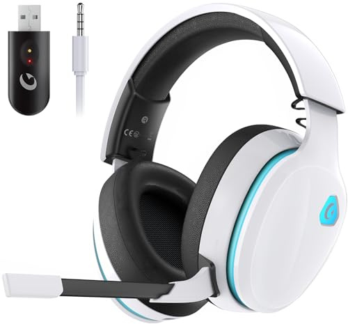 Gvyugke Gaming Headset, 2.4GHz Wireless Gaming Headphone for PS4, PS5, PC, Mac, 5.2 Bluetooth Headphone with Detachable Noise Canceling 3D Microphone, 3.5mm Wired Mode for Xbox Series | 5.2 Bluetooth Headphone with Detachable Noise Canceling 3D Microphone, 3.5mm Wired Mode for Xbox Series