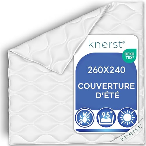 KNERST Couette Ete 260x240, Couette Legere Microfibre, Respirante Lavable | Couette legere pour ete, couverture de lit microfibre douce et respirante, couette lavable confortable pour nuits chaudes