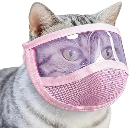 Kattvård Munskydd,Mjukt Meshskydd | Andningsbar ansiktsmask avsedd till katt,För bettförebyggande vid nagelklippning, badning, trimning och utomhuslek