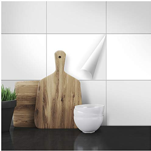 Wandkings Fliesenaufkleber - Wähle eine Farbe & Größe - Weiß Seidenmatt - 19,5 x 24,5 cm - 20 Stück für Fliesen in Küche, Bad & mehr