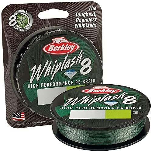 Berkley Whiplash 8 geflochtene Angelschnur – 100 % Dyneema 8-faches Geflecht für Salzwasser- und Süßwasserangeln
