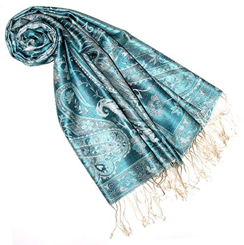 Lorenzo Cana - Echarpe - Imprimé cachemire - Femme 70 x 190 cm Blau-türkis-weiss