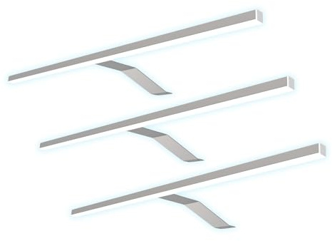 kalb Material für Möbel LED Kleiderschrankleuchte Aufbauleuchte Schrankbeleuchtung 1-4er SET chrom / silbergrau 600mm, Auswahl:3er Set neutralweiss, Oberfläche:silbergrau