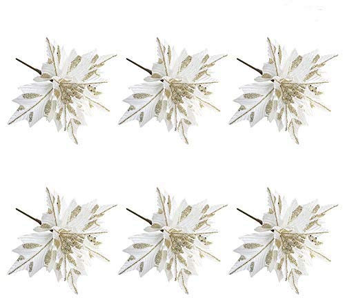 LAMF Glitzer-Weihnachtsstern, Weihnachtsbaumschmuck, Glitzer, künstliche Hochzeit, Weihnachten, Blumen, Rot, Glitzer, Weihnachtsstern, Weihnachtsbaumschmuck, 6 Stück