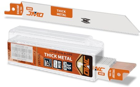JMD 10-Piece S922BF Reciprocating Saw Blades Metal 14TPI Reciprocating Saw Blade Set for Cutting Metal 150mm BIM Sabre Saw Blades Compatible with Bosch Dewalt Makita etc