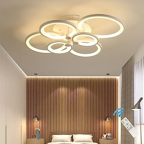 Ganeed LED-taklampa med fjärrkontroll 72W modern akrylkrona dimbar ljusfärg infälld taklampa för matsal sovrum kök ljusarmaturer 6 ringar