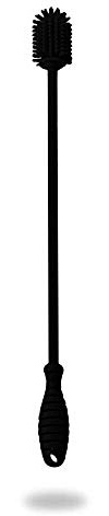 ISYbe Flaschenbürste, Silikon, lang, dünn, antibakteriell, 38cm (schwarz)