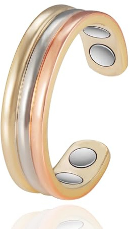 Anello magnetico in rame per le donne con 2 forti magneti Tri Toni Regolabile