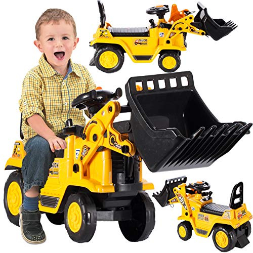 MalPlay Rutschauto Bagger mit Nachttopf | beweglicher Löffel | Rutscherfahrzeug | Spielecenter für Babys Geburtstagsgeschenk | Aufsitzbagger für Kinder ab 2 Jahren
