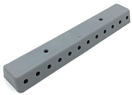 BELI-BECO 64/12 Verteilerplatte für Querlochstecker - Miniatur-Bananenstecker mit Stift-Ø: 2,6mm, 24 Anschlüsse, 100 x 20 mm (Grau)